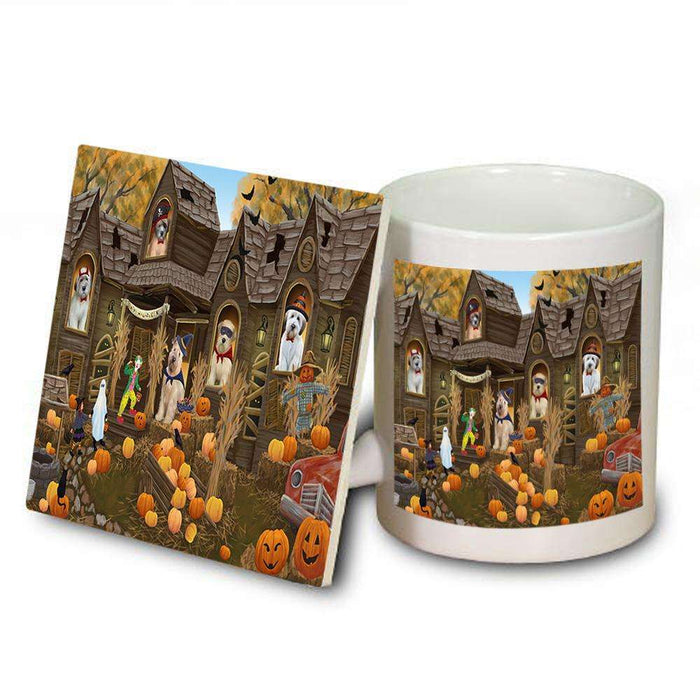 Haunted House Halloween Trick or Treat Wheaten Terriers Dog Mug and Coaster Set MUC52902