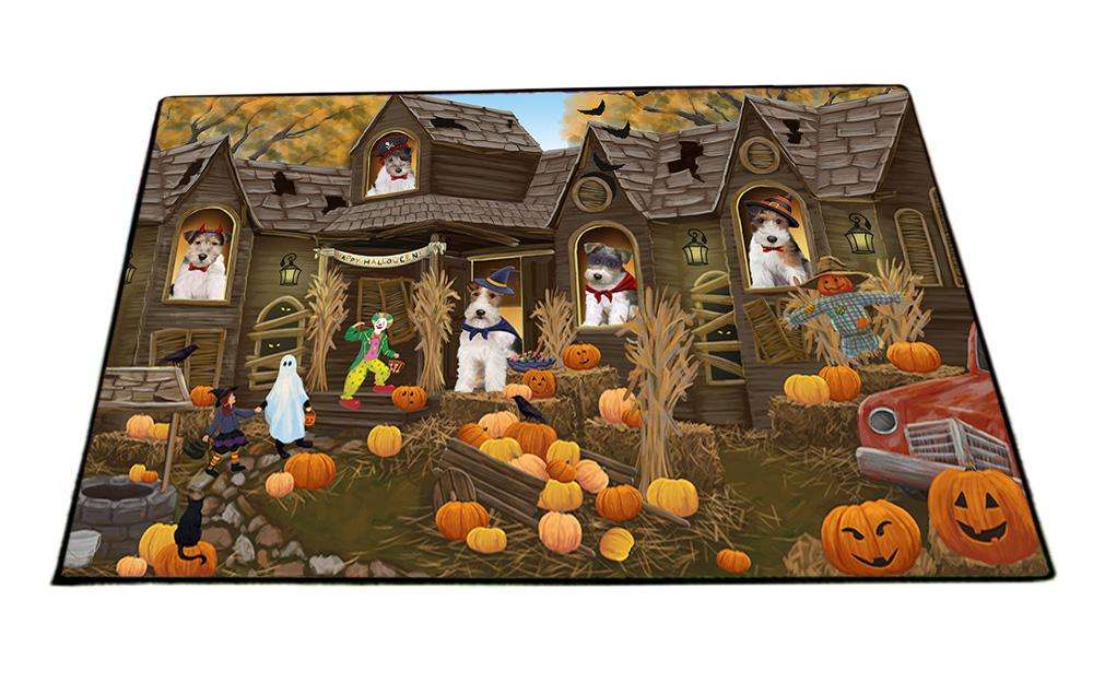 Haunted House Halloween Trick or Treat Wire Fox Terriers Dog Floormat FLMS52260