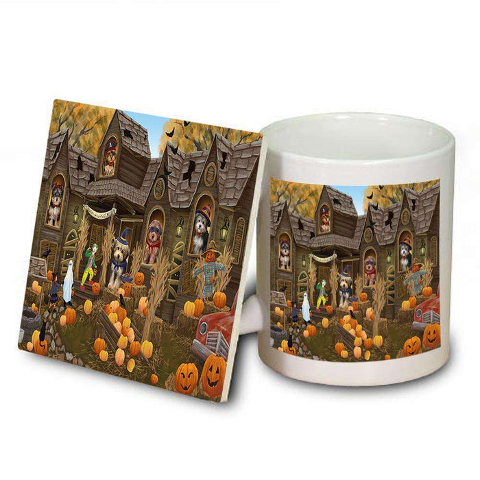 Haunted House Halloween Trick or Treat Yorkipoos Dog Mug and Coaster Set MUC52904