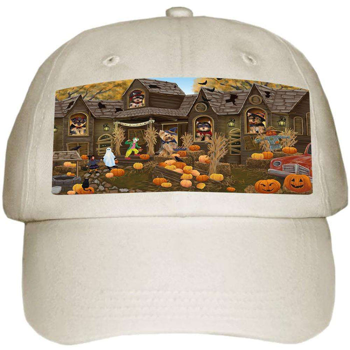Haunted House Halloween Trick or Treat Yorkshire Terriers Dog Ball Hat Cap HAT62472