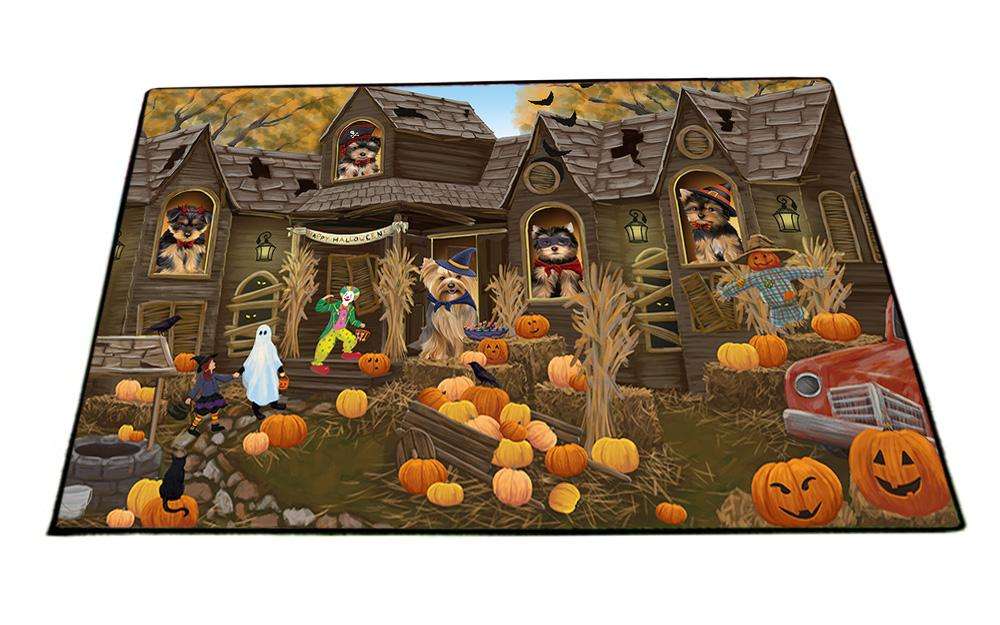Haunted House Halloween Trick or Treat Yorkshire Terriers Dog Floormat FLMS52266