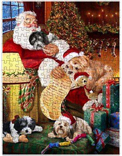 Havanese Dog and Puppies Sleeping with Santa Puzzle with Photo Tin (300 pc.)