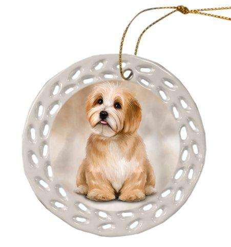 Havanese Dog Christmas Doily Ceramic Ornament