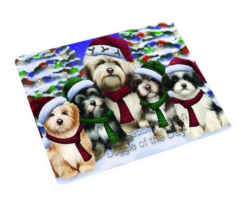 Havanese Dog Christmas Family Portrait in Holiday Scenic Background Large Refrigerator / Dishwasher Magnet D006