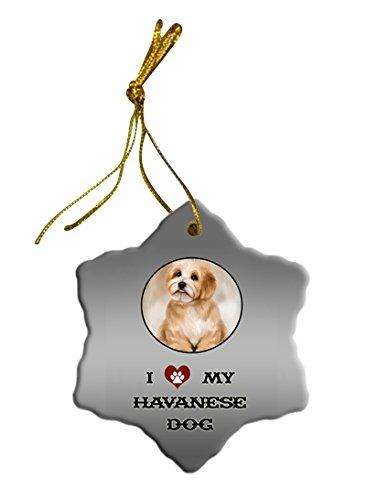 Havanese Dog Christmas Snowflake Ceramic Ornament