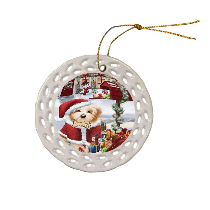 Havanese Dog Dear Santa Letter Christmas Holiday Mailbox Ceramic Doily Ornament DPOR53903