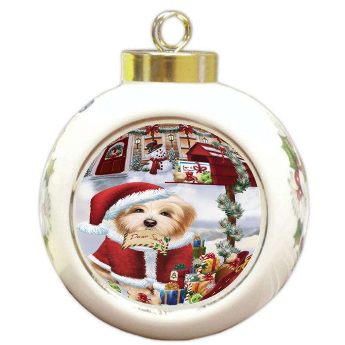 Havanese Dog Dear Santa Letter Christmas Holiday Mailbox Round Ball Christmas Ornament RBPOR53903