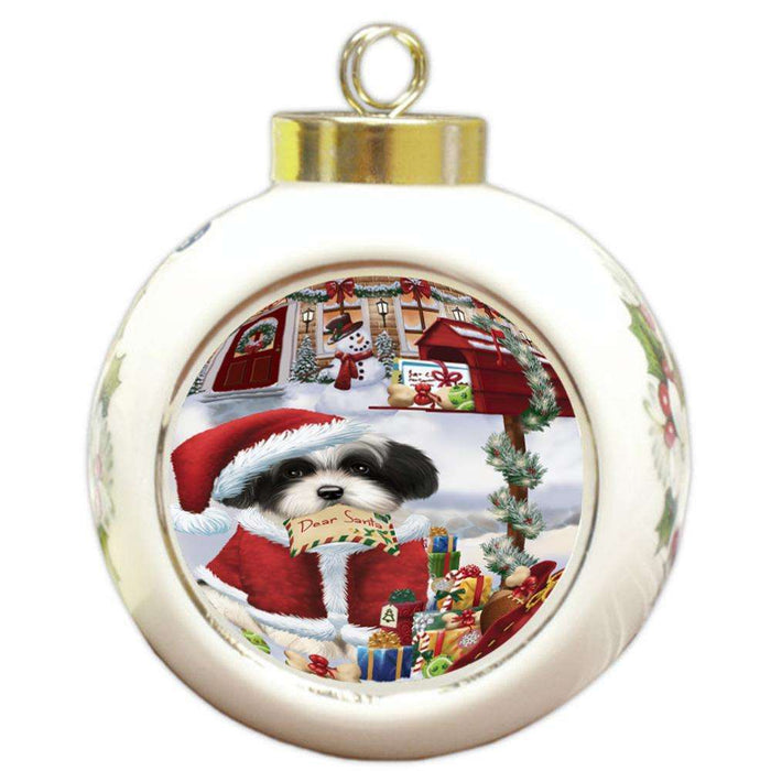 Havanese Dog Dear Santa Letter Christmas Holiday Mailbox Round Ball Christmas Ornament RBPOR53904