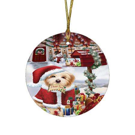 Havanese Dog Dear Santa Letter Christmas Holiday Mailbox Round Flat Christmas Ornament RFPOR53894