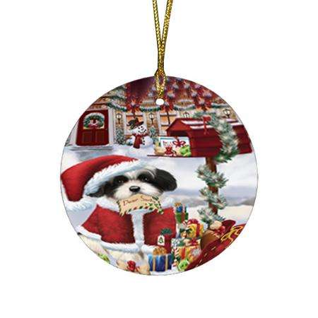 Havanese Dog Dear Santa Letter Christmas Holiday Mailbox Round Flat Christmas Ornament RFPOR53895