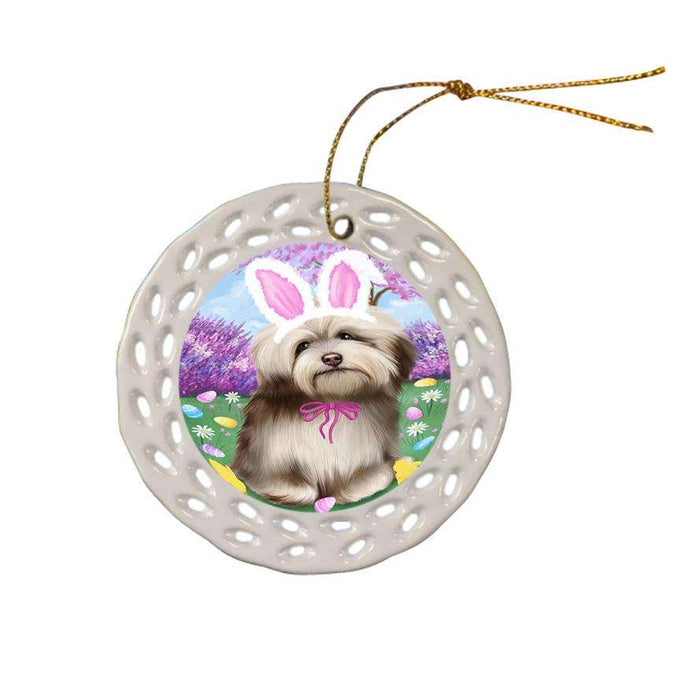 Havanese Dog Easter Holiday Ceramic Doily Ornament DPOR49159