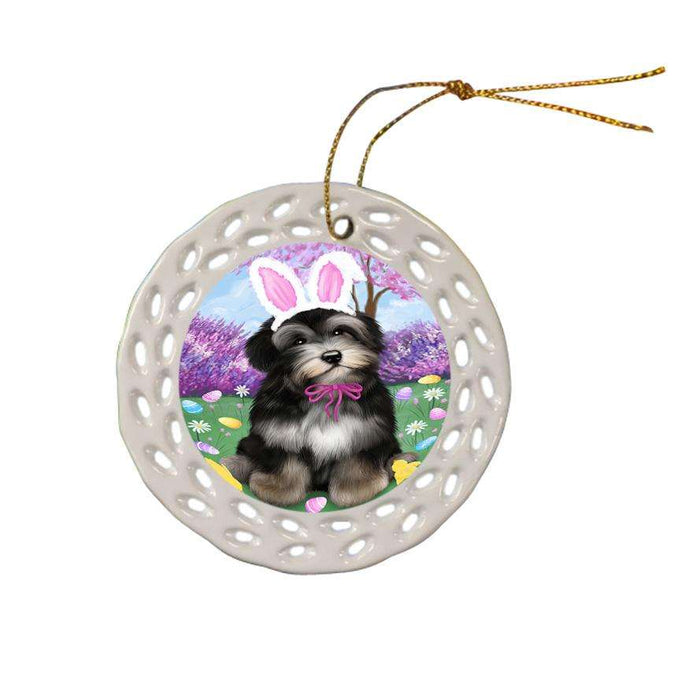 Havanese Dog Easter Holiday Ceramic Doily Ornament DPOR49161