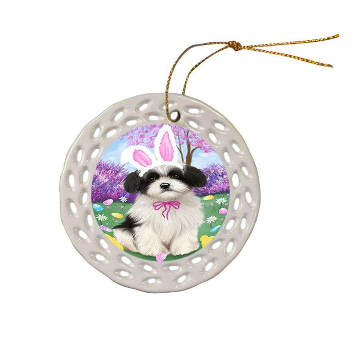 Havanese Dog Easter Holiday Ceramic Doily Ornament DPOR49162