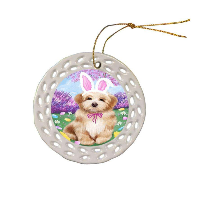 Havanese Dog Easter Holiday Ceramic Doily Ornament DPOR49163