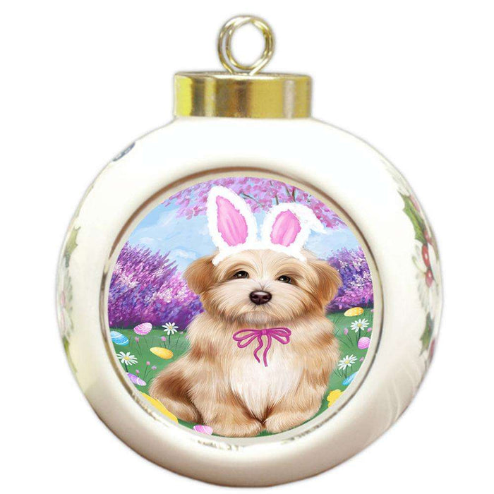 Havanese Dog Easter Holiday Round Ball Christmas Ornament RBPOR49163