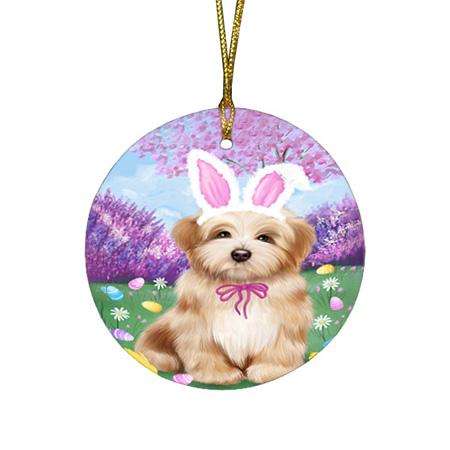 Havanese Dog Easter Holiday Round Flat Christmas Ornament RFPOR49154