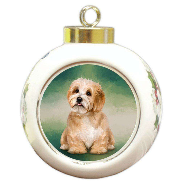 Havanese Dog Round Ball Christmas Ornament RBPOR48000
