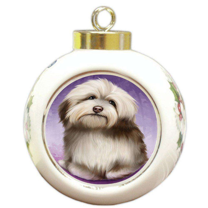 Havanese Dog Round Ball Christmas Ornament RBPOR48317