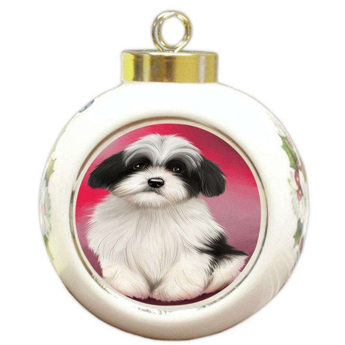 Havanese Dog Round Ball Christmas Ornament RBPOR48318