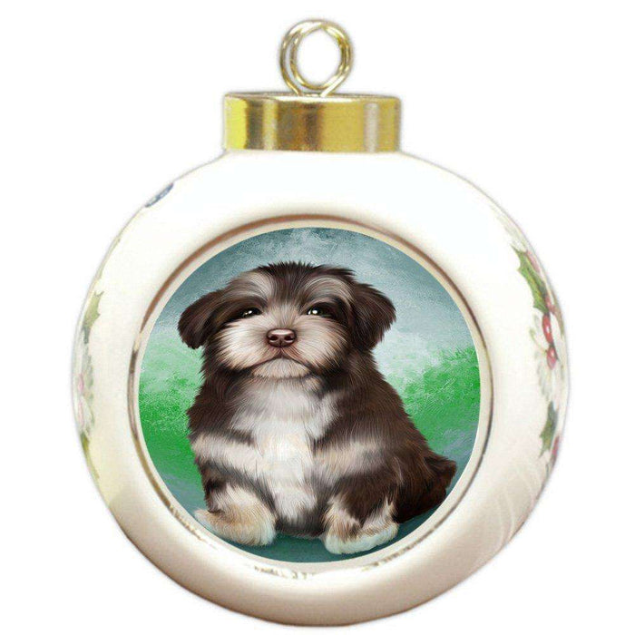 Havanese Dog Round Ball Christmas Ornament RBPOR48319