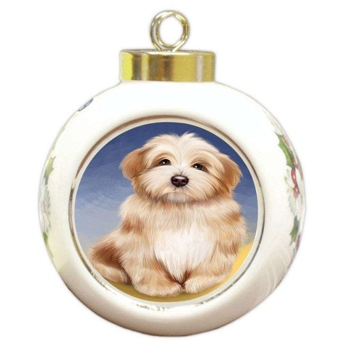 Havanese Dog Round Ball Christmas Ornament RBPOR48320