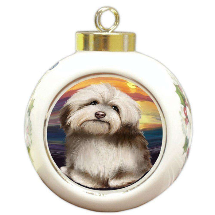 Havanese Dog Round Ball Christmas Ornament RBPOR48495