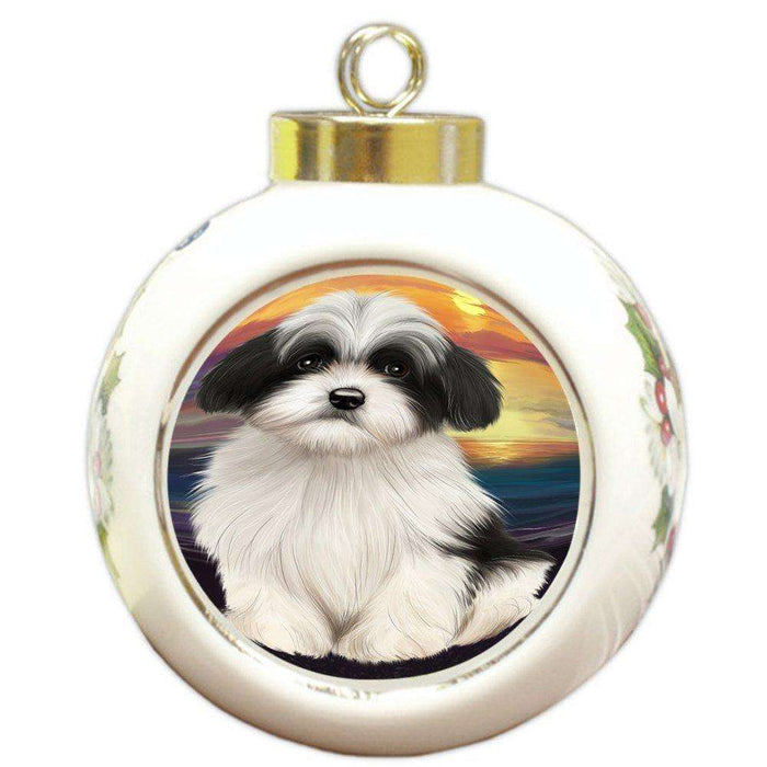 Havanese Dog Round Ball Christmas Ornament RBPOR48496