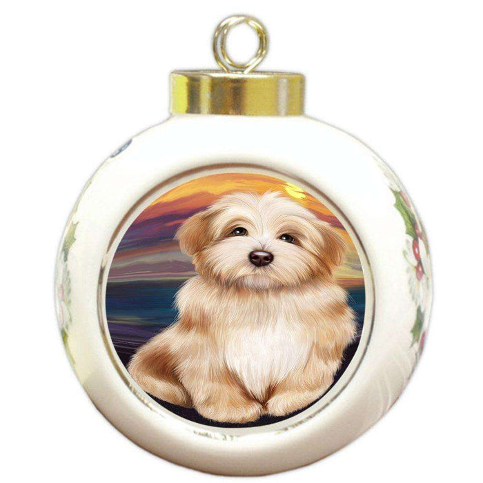 Havanese Dog Round Ball Christmas Ornament RBPOR48498