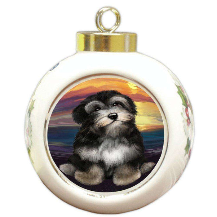 Havanese Dog Round Ball Christmas Ornament RBPOR48499