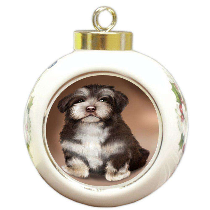 Havanese Dog Round Ball Christmas Ornament RBPOR48500