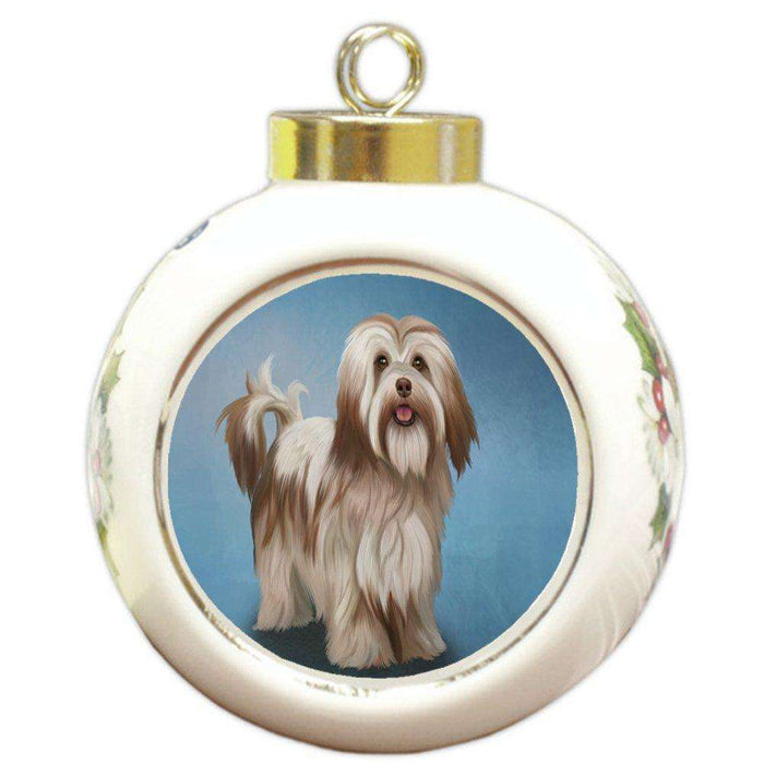 Havanese Dog Round Ceramic Ball Christmas Ornament