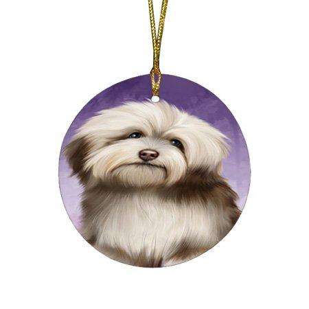 Havanese Dog Round Christmas Ornament RFPOR48308