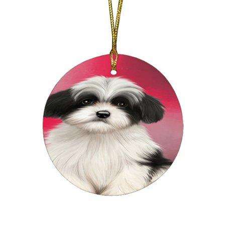 Havanese Dog Round Christmas Ornament RFPOR48309