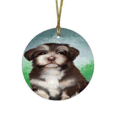 Havanese Dog Round Christmas Ornament RFPOR48310