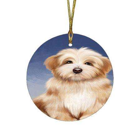 Havanese Dog Round Christmas Ornament RFPOR48311