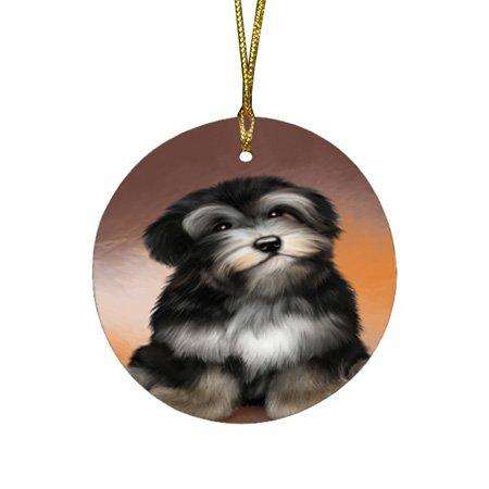Havanese Dog Round Christmas Ornament RFPOR48312