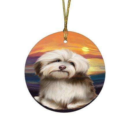 Havanese Dog Round Christmas Ornament RFPOR48486