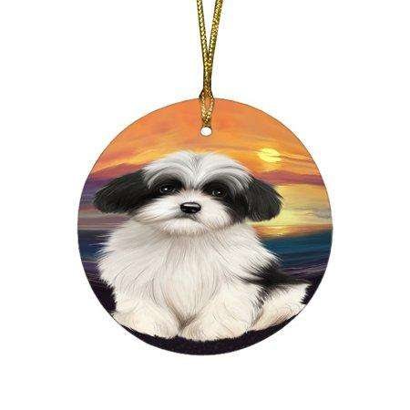 Havanese Dog Round Christmas Ornament RFPOR48487