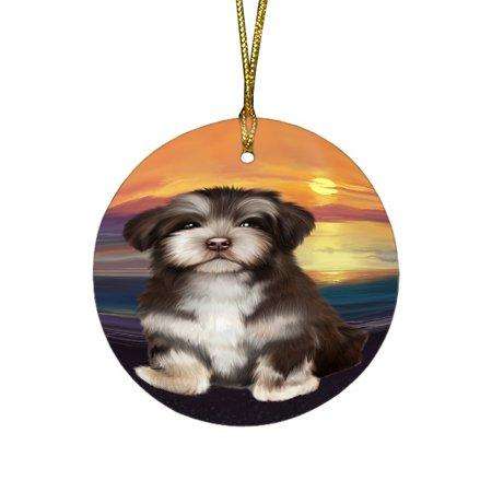 Havanese Dog Round Christmas Ornament RFPOR48488