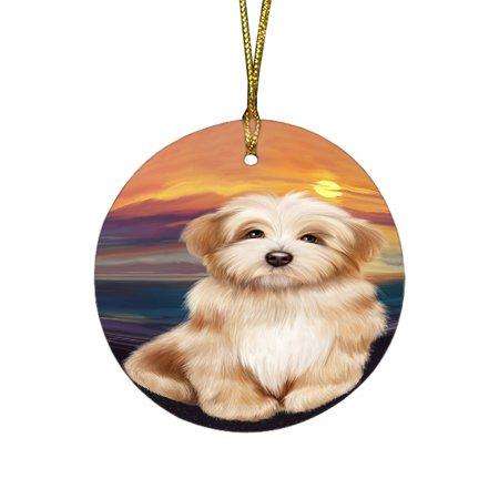 Havanese Dog Round Christmas Ornament RFPOR48489