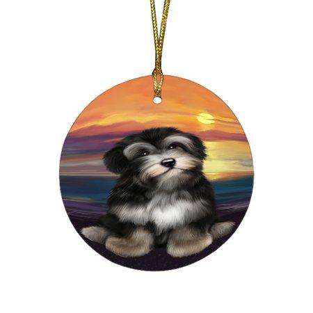 Havanese Dog Round Christmas Ornament RFPOR48490