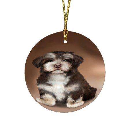 Havanese Dog Round Christmas Ornament RFPOR48491