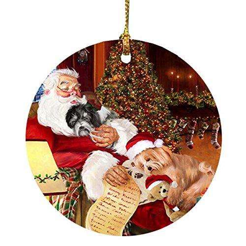 Havanese Dog with Puppies Sleeping with Santa Holiday Christmas Ornament