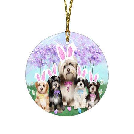 Havanese Dogs Easter Holiday Round Flat Christmas Ornament RFPOR49151