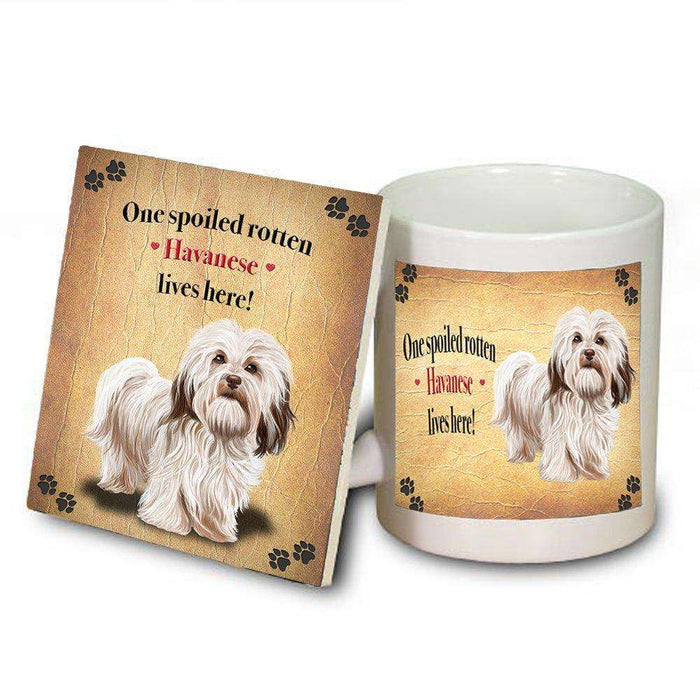 Havanese Portrait Spoiled Rotten Dog Coaster and Mug Combo Gift Set