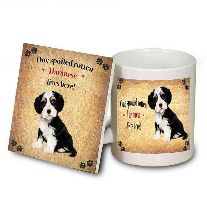 Havanese Spoiled Rotten Dog Coaster and Mug Combo Gift Set