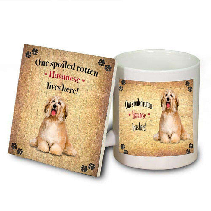 Havanese Spoiled Rotten Dog Coaster and Mug Combo Gift Set