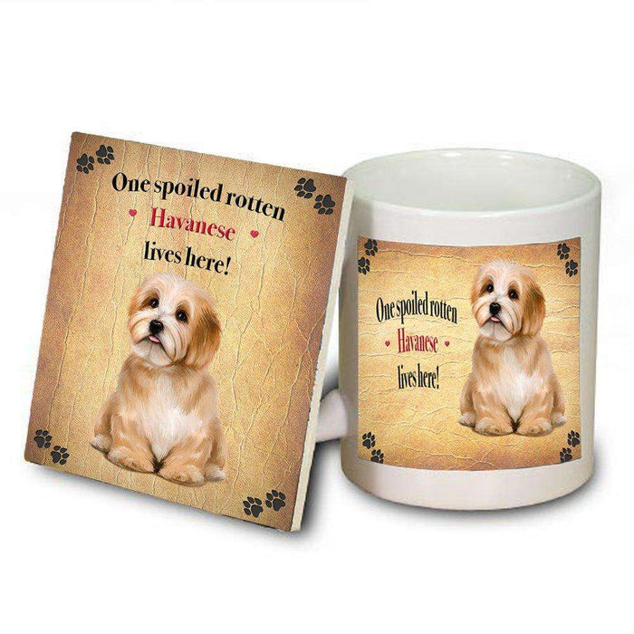 Havanese Spoiled Rotten Dog Coaster and Mug Combo Gift Set