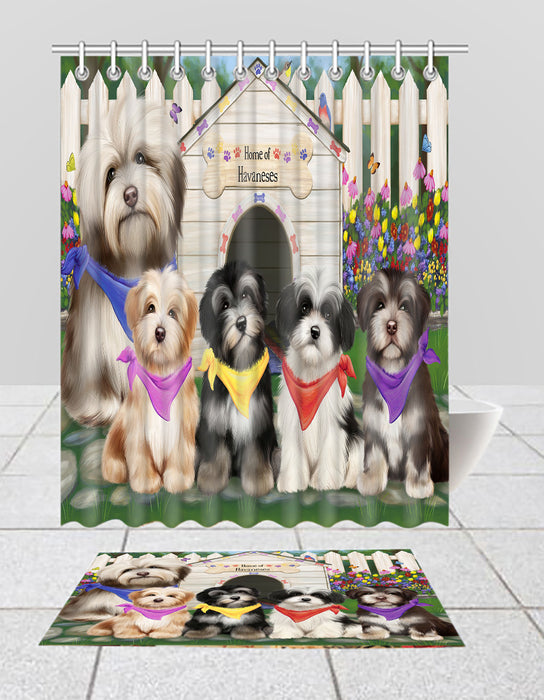 Spring Dog House Havanese Dogs Bath Mat and Shower Curtain Combo