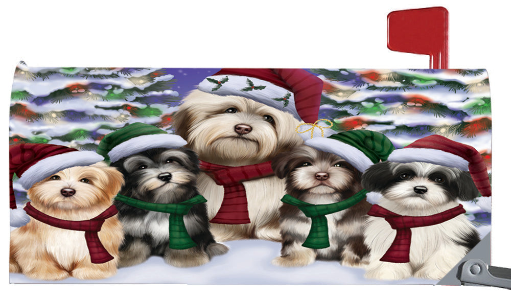 Magnetic Mailbox Cover Havaneses Dog Christmas Family Portrait in Holiday Scenic Background MBC48230